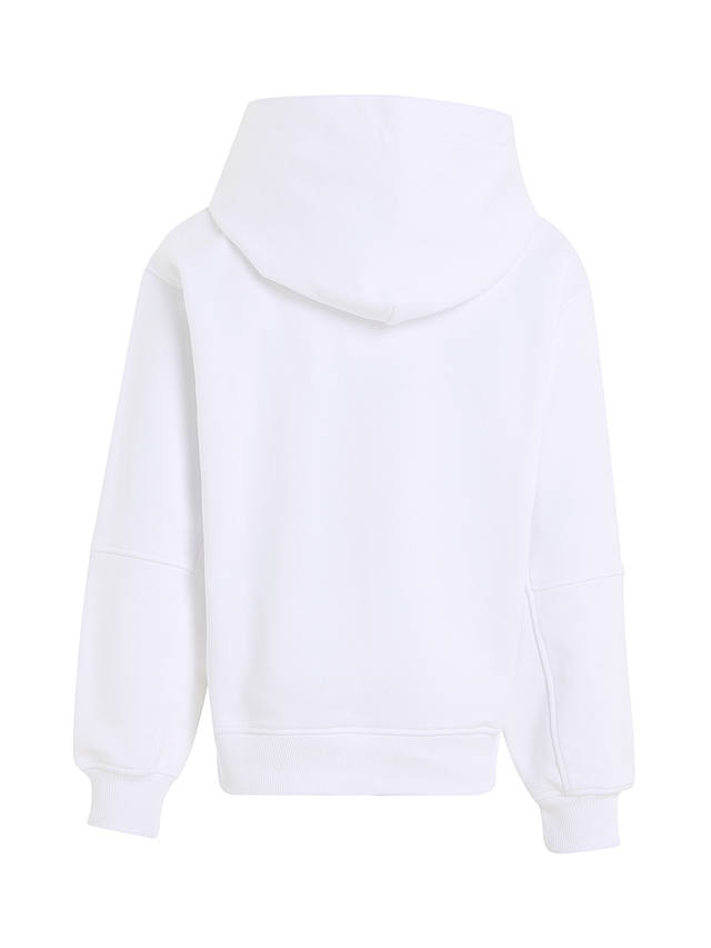 Calvin Klein Kids' Metallic Satin Monogram Hoodie, Bright White