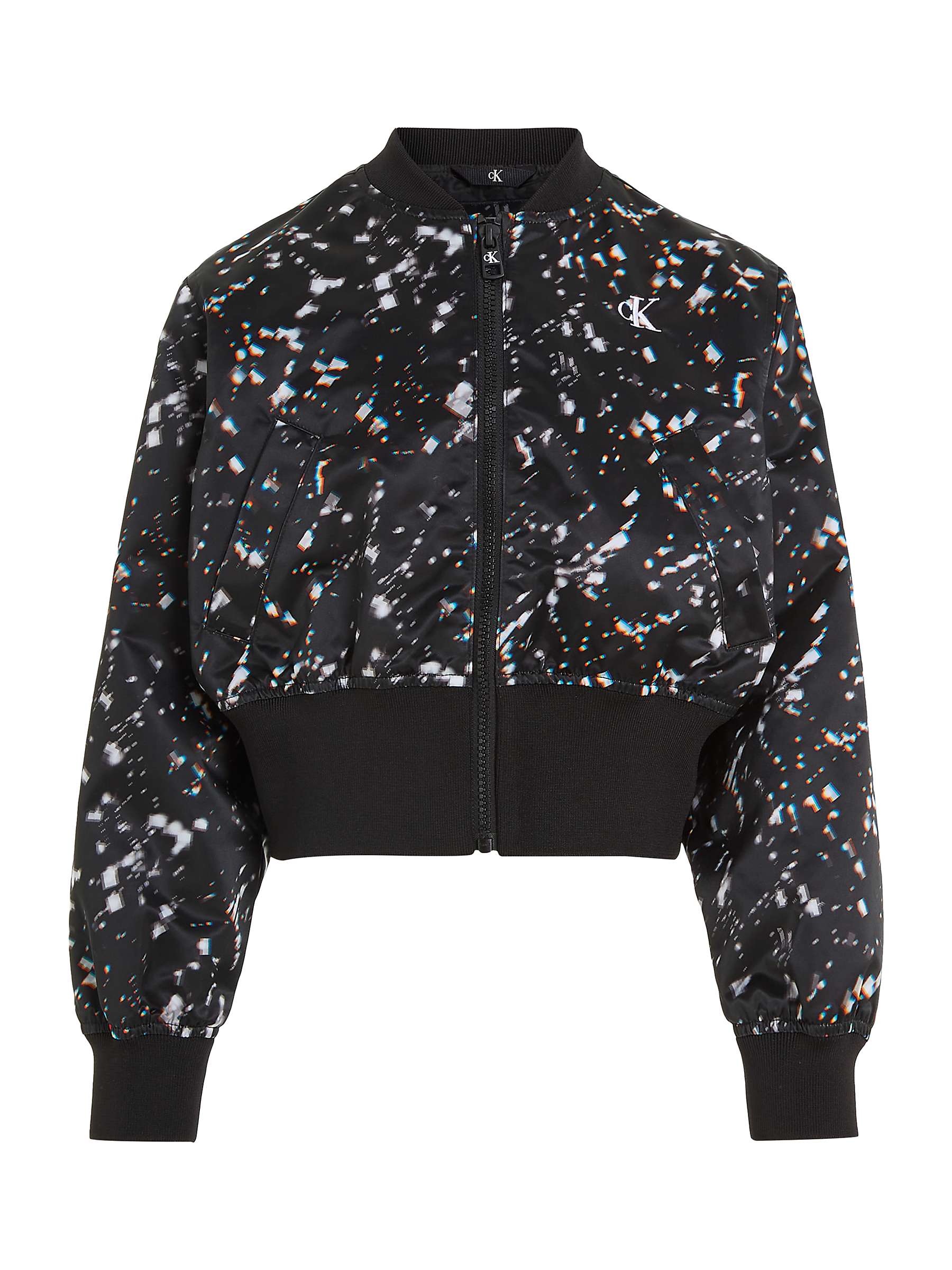 Buy Calvin Klein Kids' Crystal Print Satin Bomber Jacket, Black/Multi Online at johnlewis.com