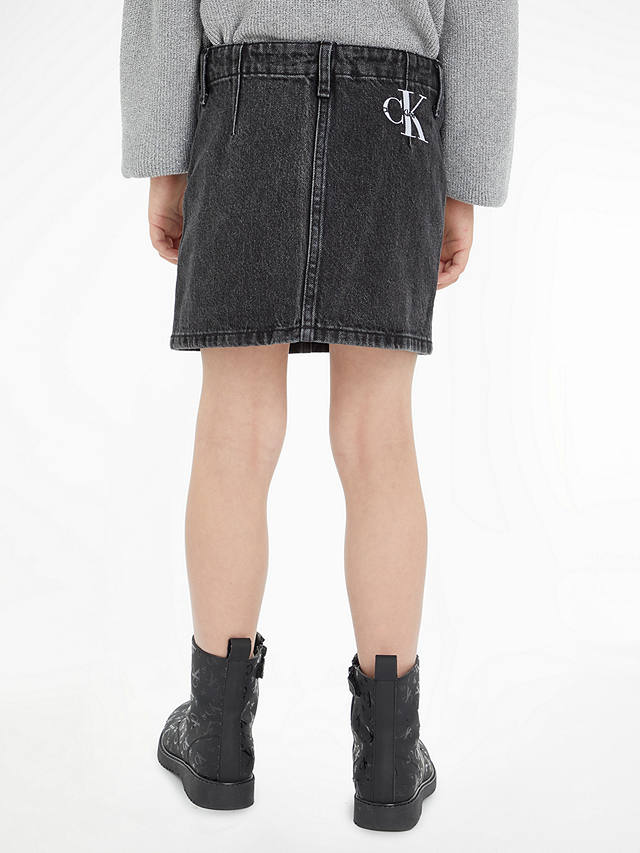 Calvin Klein Kids' Denim Mini Skirt, Optic Washed Black