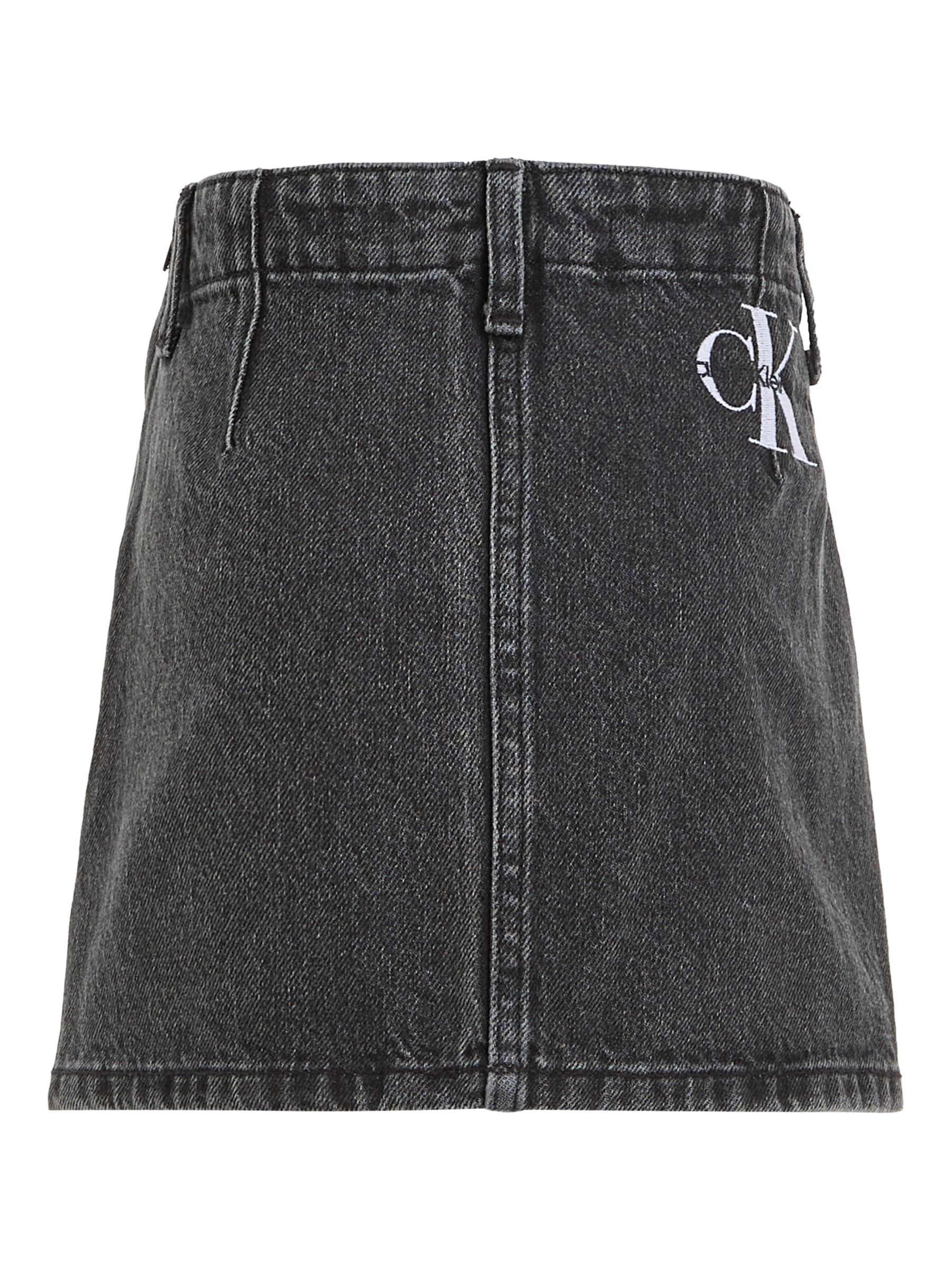 Calvin Klein Kids' Denim Mini Skirt, Optic Washed Black at John Lewis ...