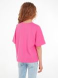 Calvin Klein Kids' Puff Hero Logo T-Shirt, Pink Amour