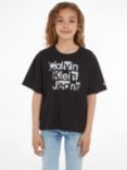 Calvin Klein Kids' Metallic Logo Boxy T-Shirt, Ck Black