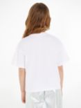 Calvin Klein Kids' Metallic Logo Boxy T-Shirt, Bright White