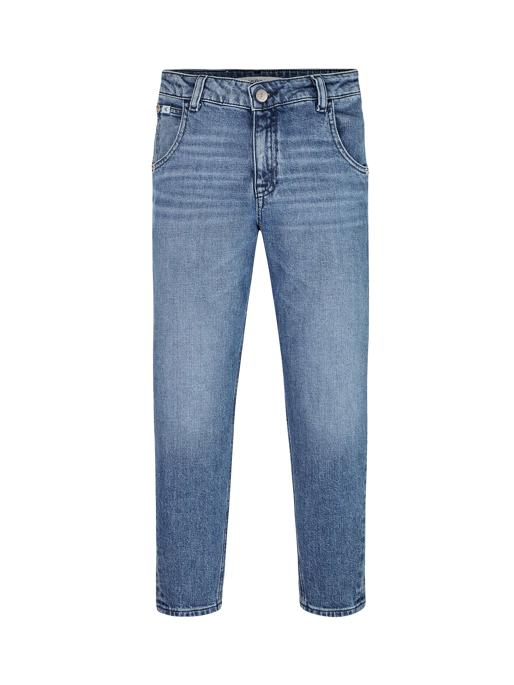 Buy Calvin Klein Kids' Barrel Jeans, Stone Mid Blue Online at johnlewis.com