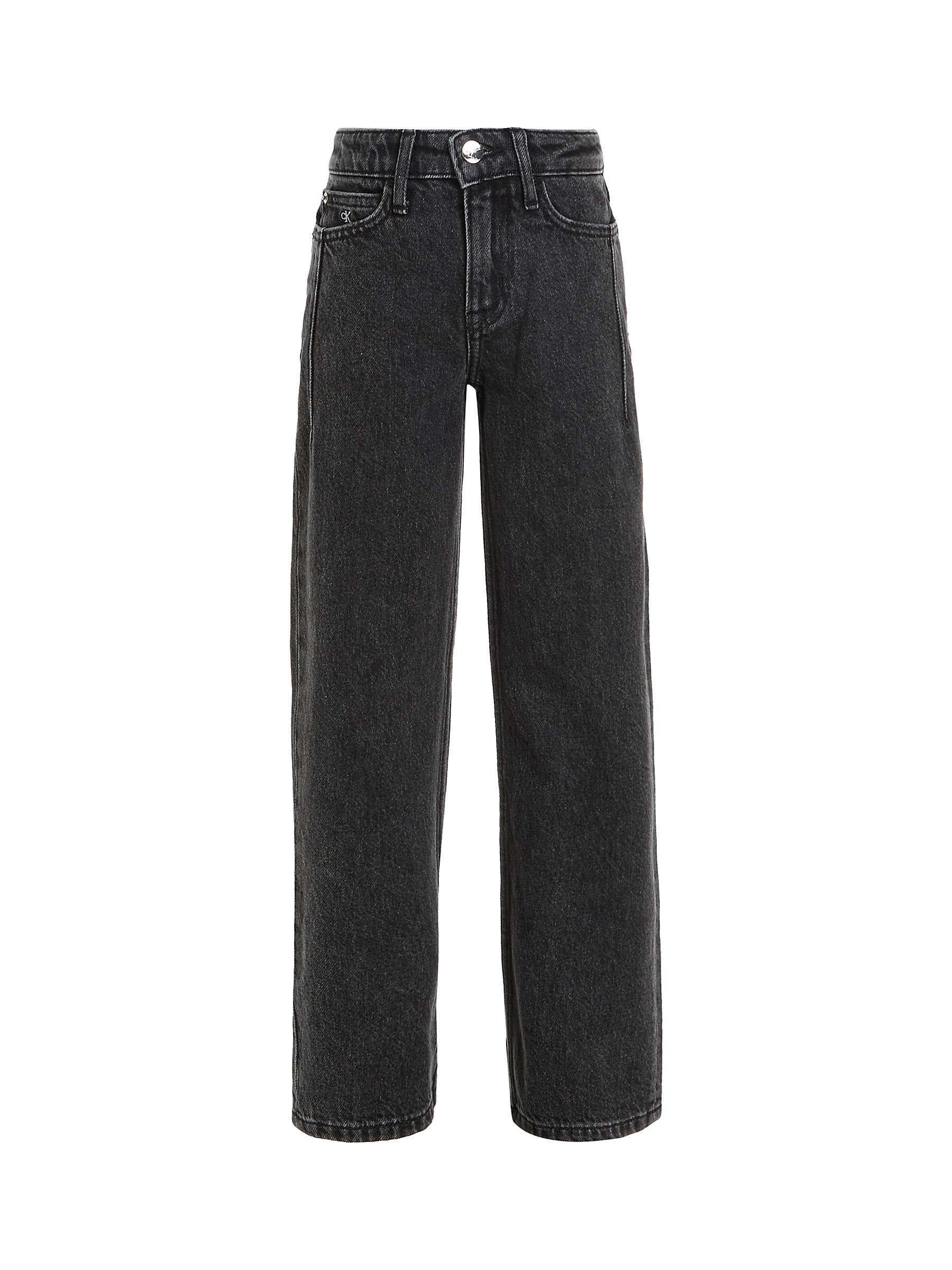 Buy Calvin Klein Kids' High Rise Wide Leg Jeans, Optic Washed Black Online at johnlewis.com
