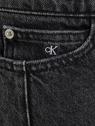 Calvin Klein Kids' High Rise Wide Leg Jeans, Optic Washed Black