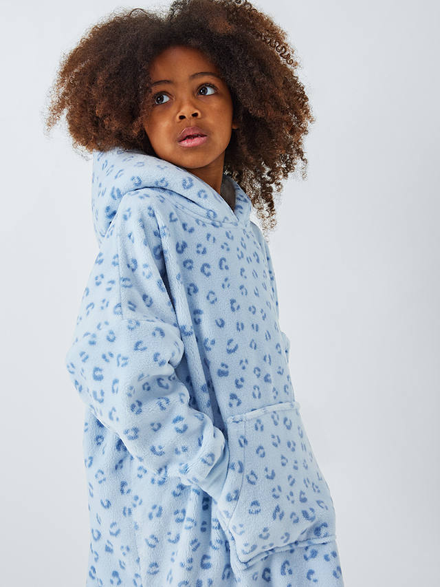 John Lewis Kids' Animal Print Oversized Blanket Hoodie, Blue