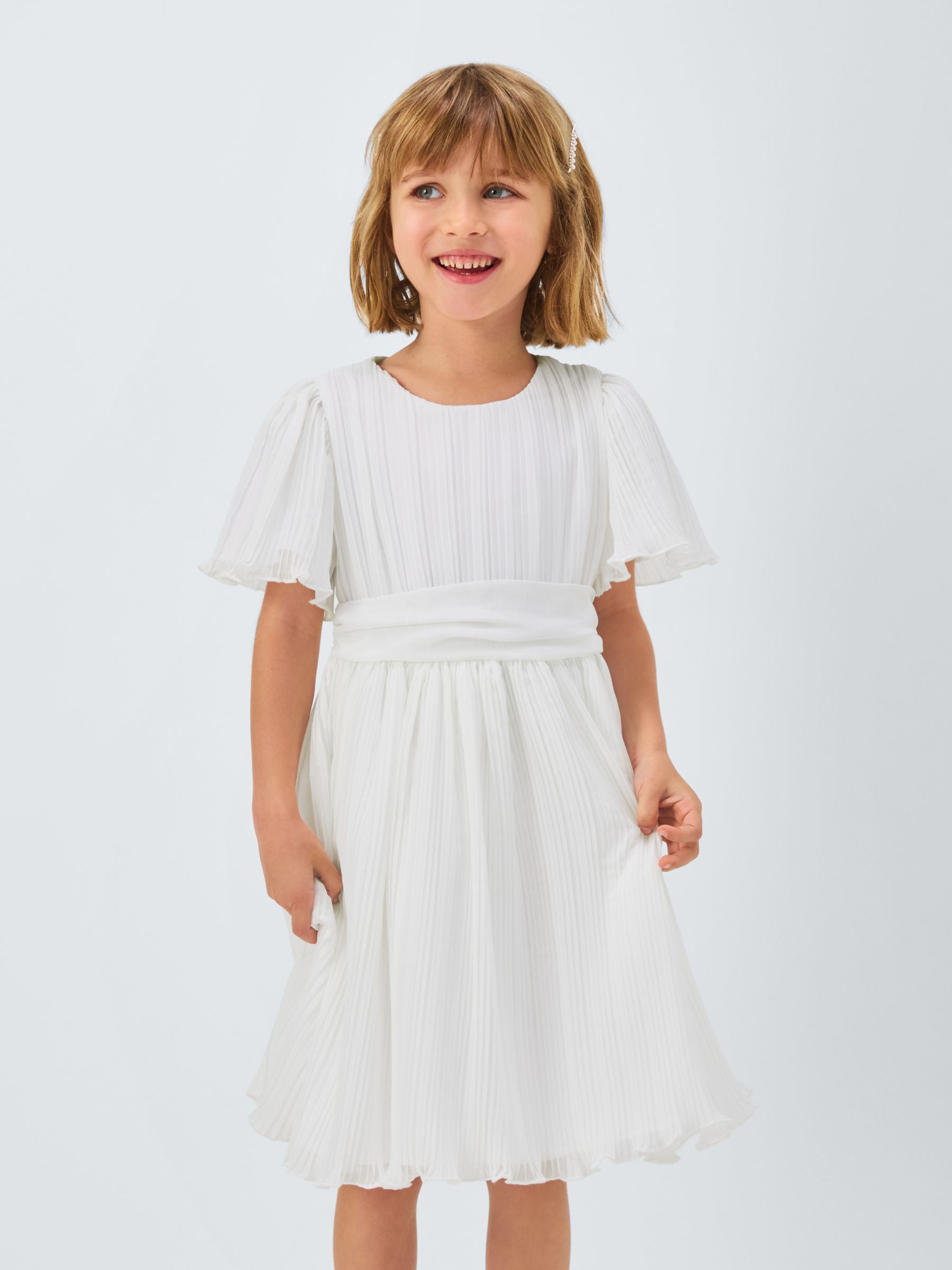 John Lewis Heirloom Collection Kids' Plisse Bridesmaid Dress, Ivory, 8 years