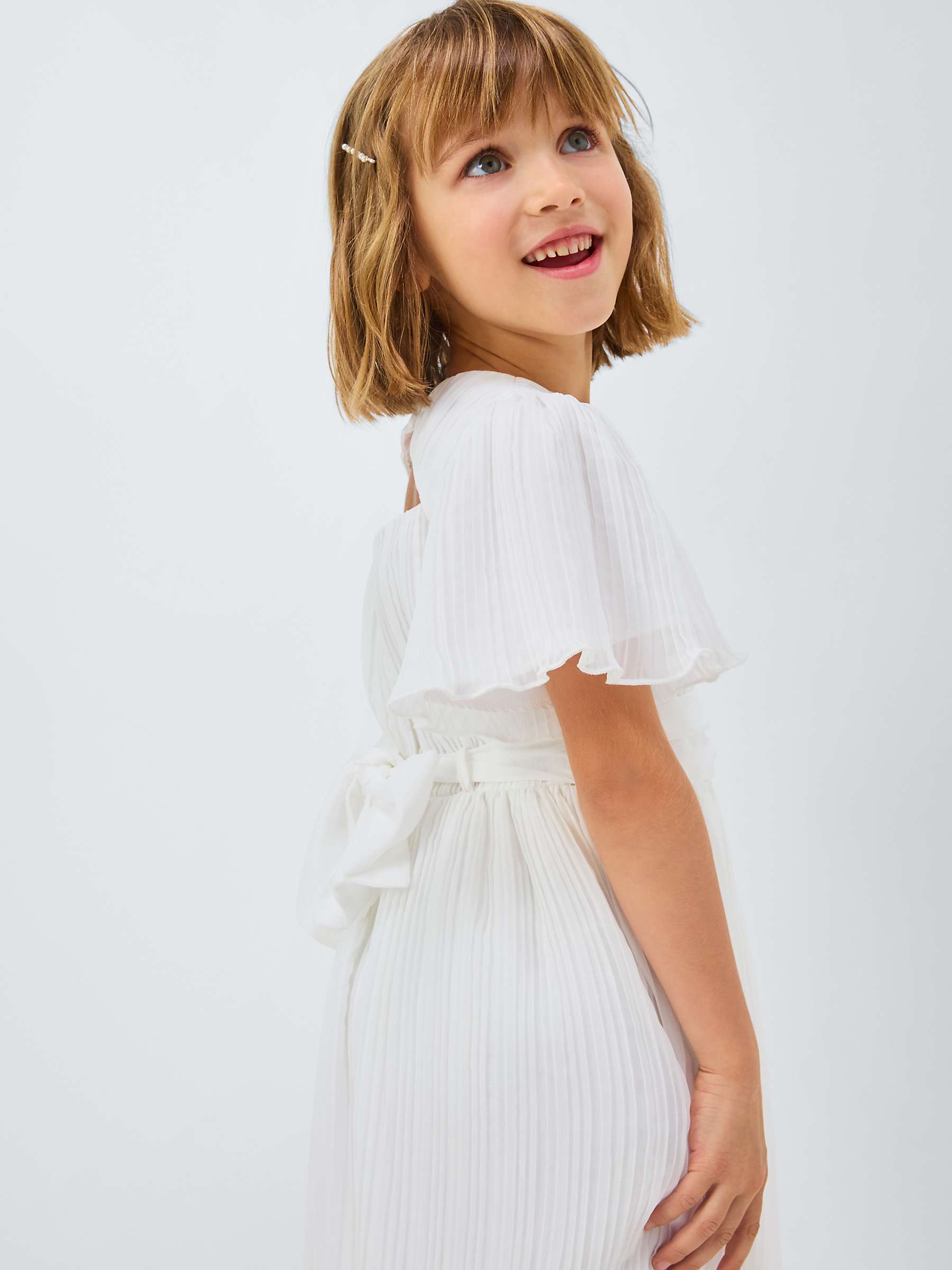 Buy John Lewis Heirloom Collection Kids' Plisse Bridesmaid Dress, Ivory Online at johnlewis.com