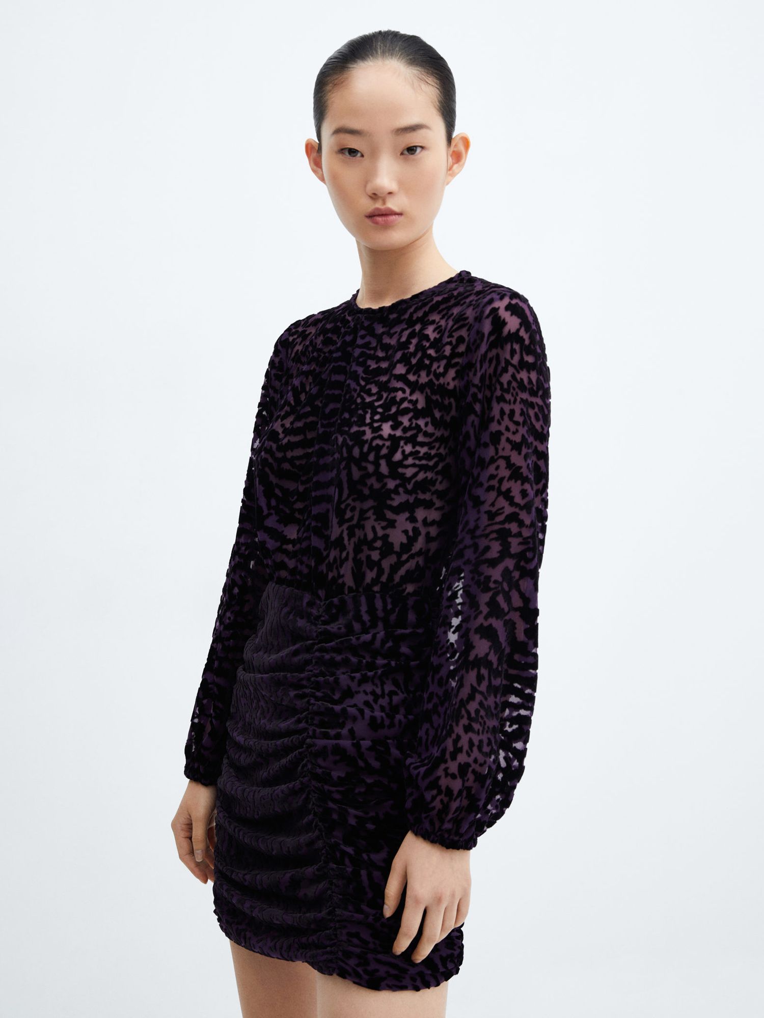Buy Mango Debora Semi Transparent Velvet Mini Dress, Black Online at johnlewis.com