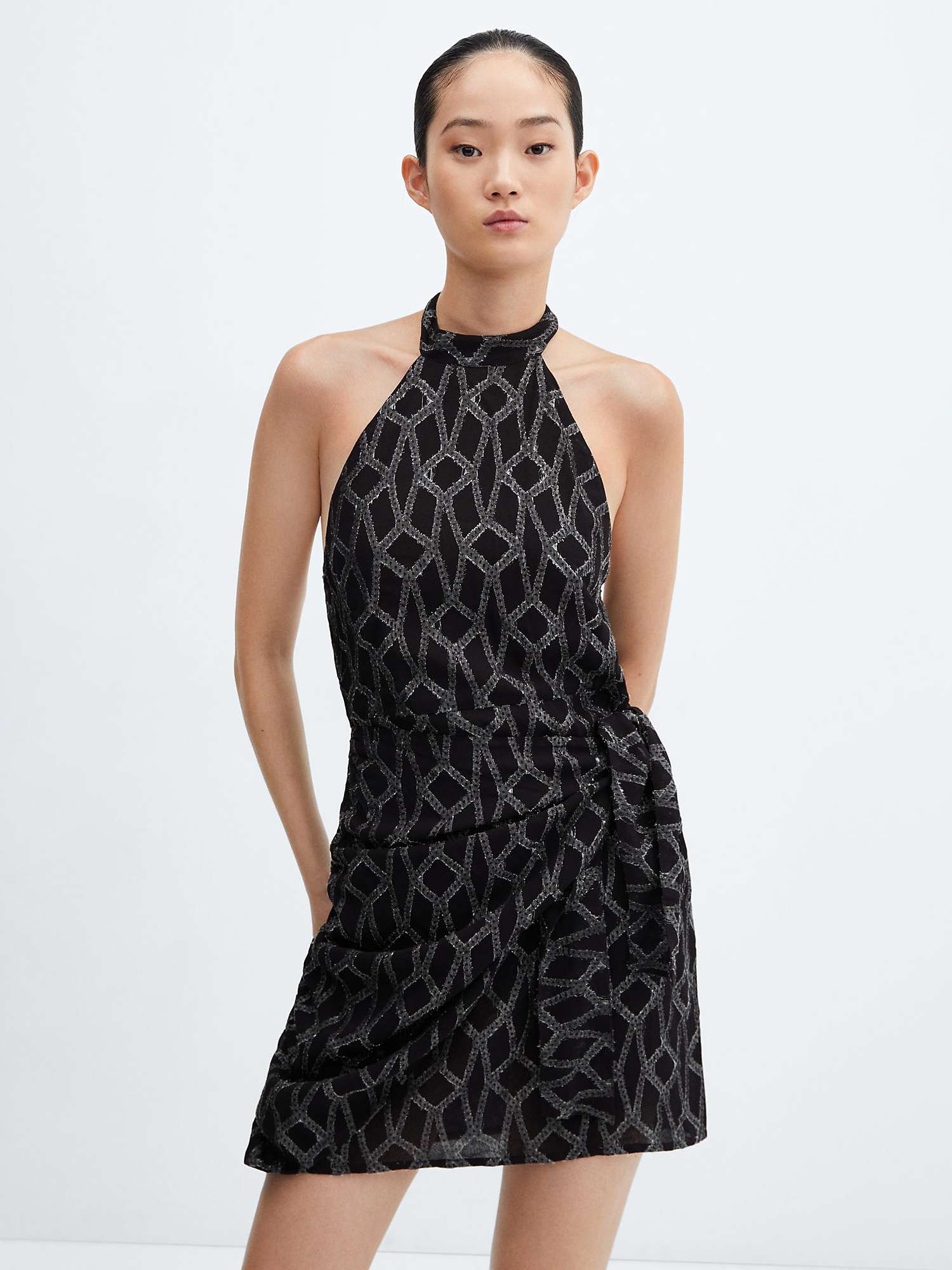 Buy Mango Night Halterneck Mini Dress, Black Online at johnlewis.com