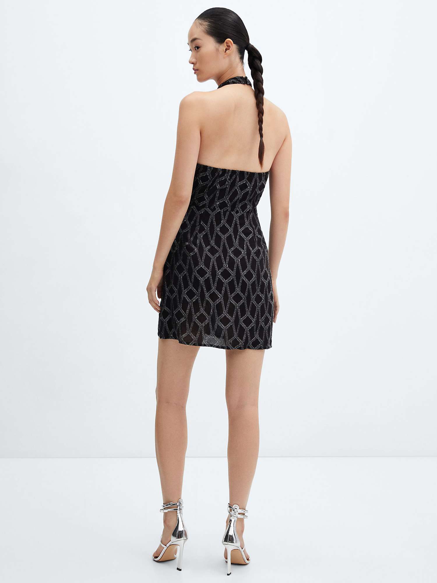 Buy Mango Night Halterneck Mini Dress, Black Online at johnlewis.com