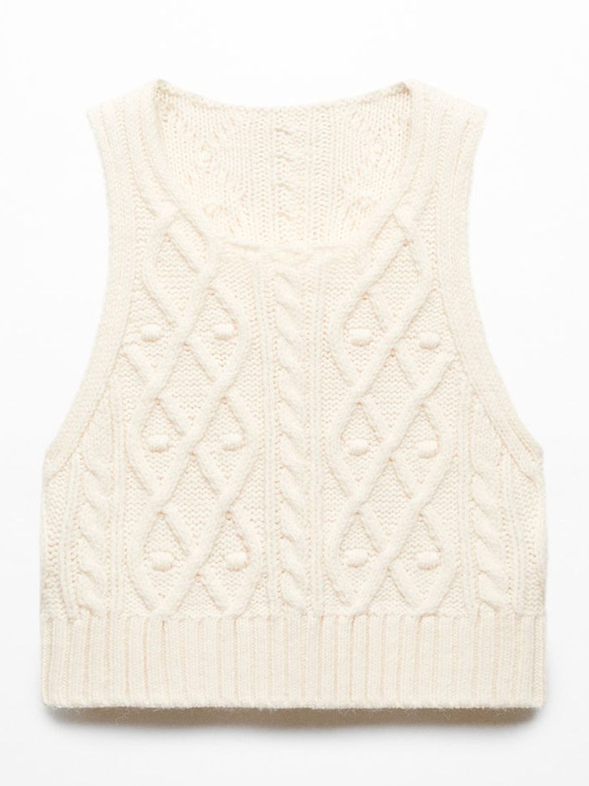 Mango Pichichi Knitted Tank Top, Light Beige at John Lewis & Partners