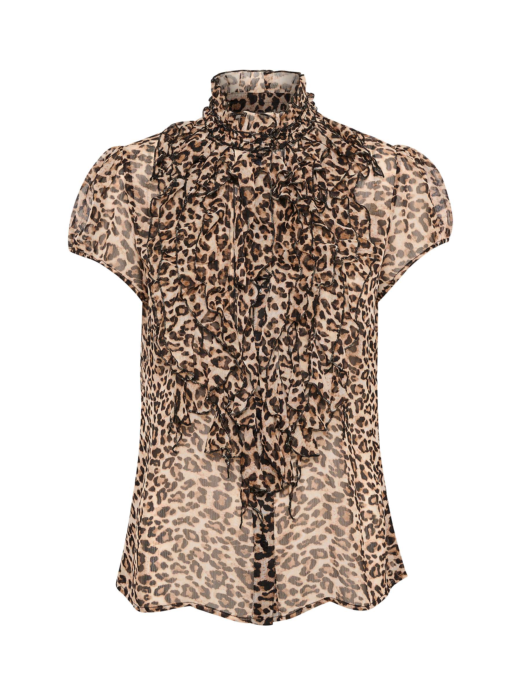 Buy Saint Tropez Lilja Leopard Print Crinkle Opaque Shirt, Black/Multi Online at johnlewis.com