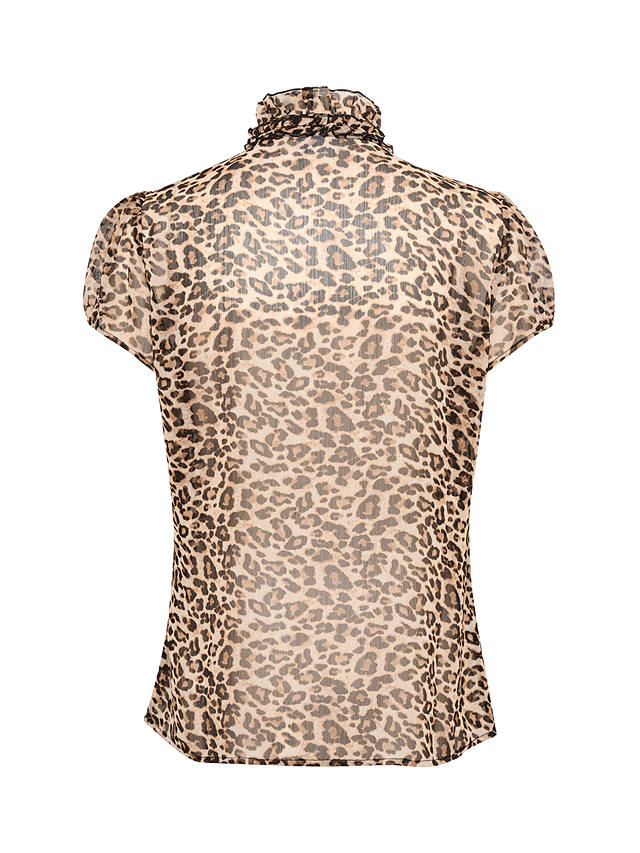 Saint Tropez Lilja Leopard Print Crinkle Opaque Shirt, Black/Multi