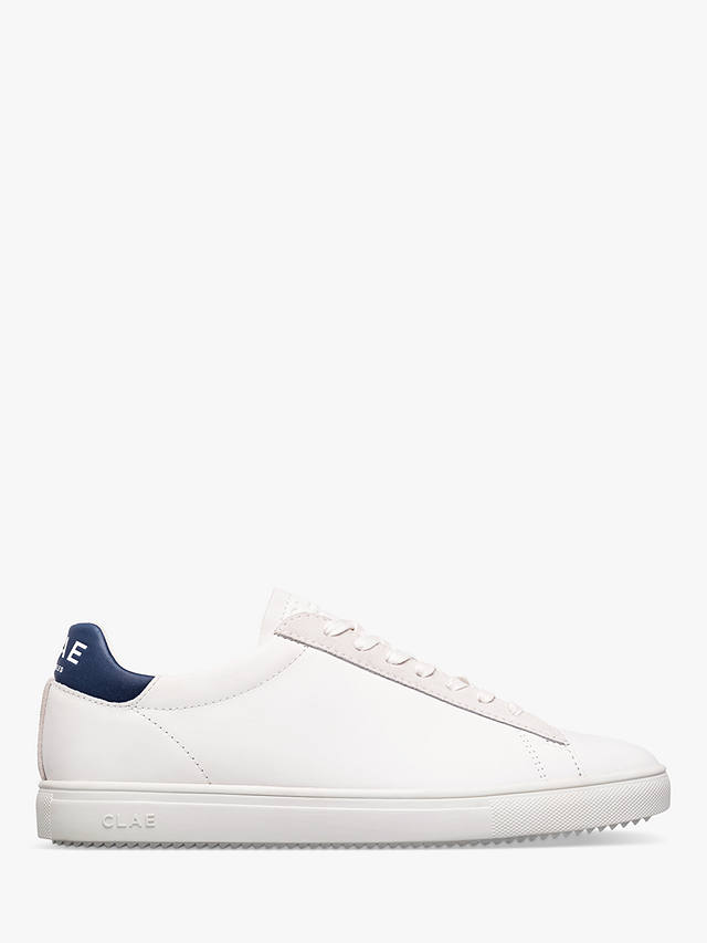 CLAE Bradley Leather Lace Up Trainers, White/Blue
