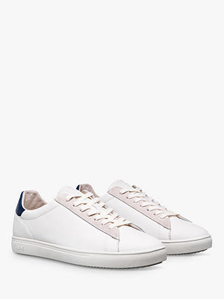 CLAE Bradley Leather Lace Up Trainers, White/Blue