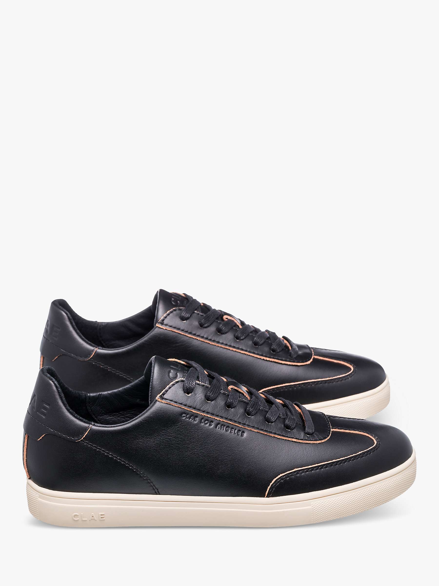 Buy CLAE Deane Raw Edge Leather Trainers, Black Online at johnlewis.com