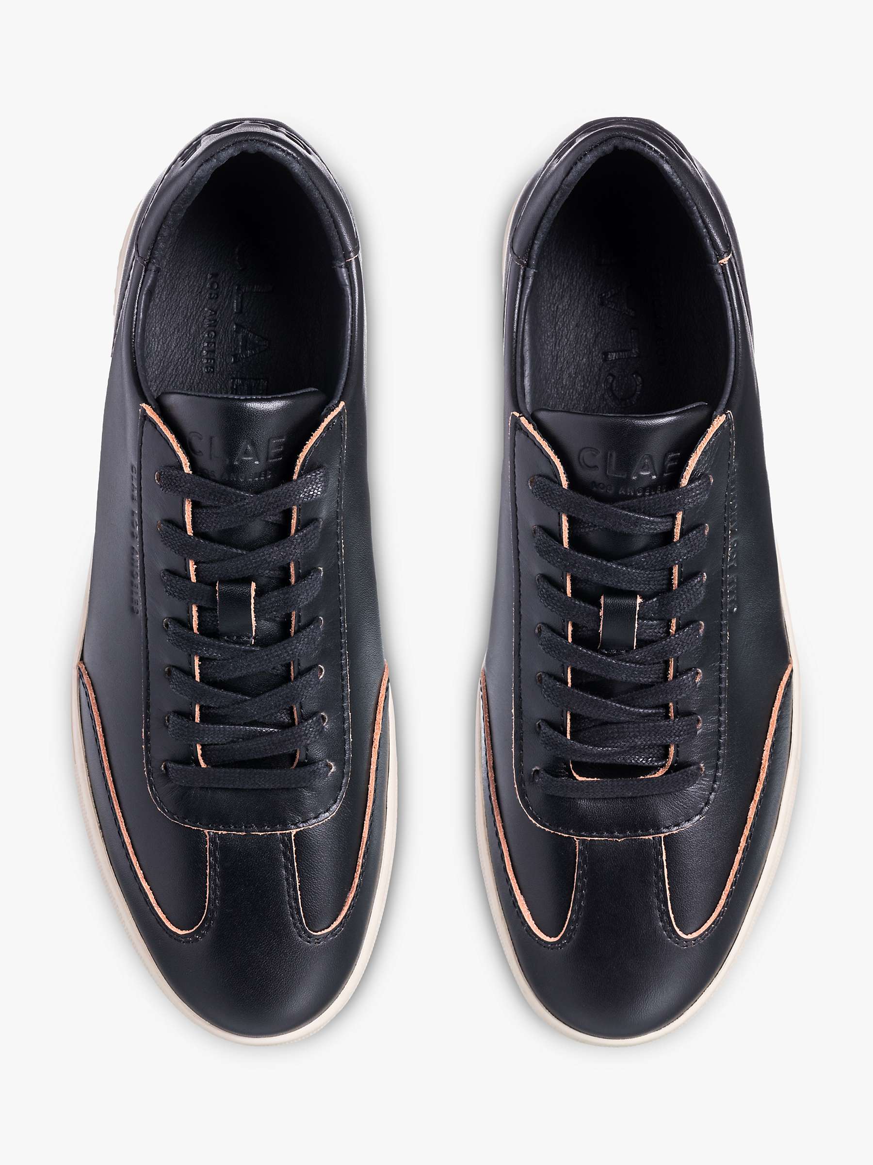 Buy CLAE Deane Raw Edge Leather Trainers, Black Online at johnlewis.com