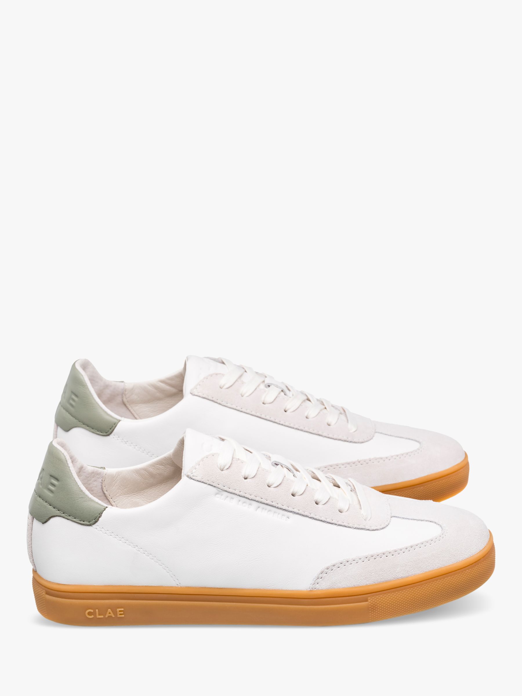 Buy CLAE Deane Leather Low Top Trainers, White Tea Gum Online at johnlewis.com