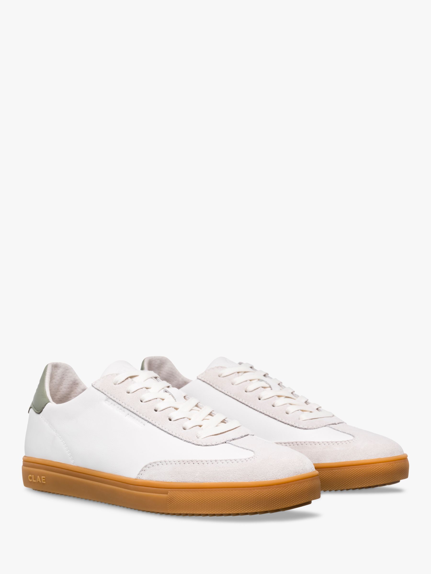CLAE Deane Leather Low Top Trainers, White Tea Gum, 9