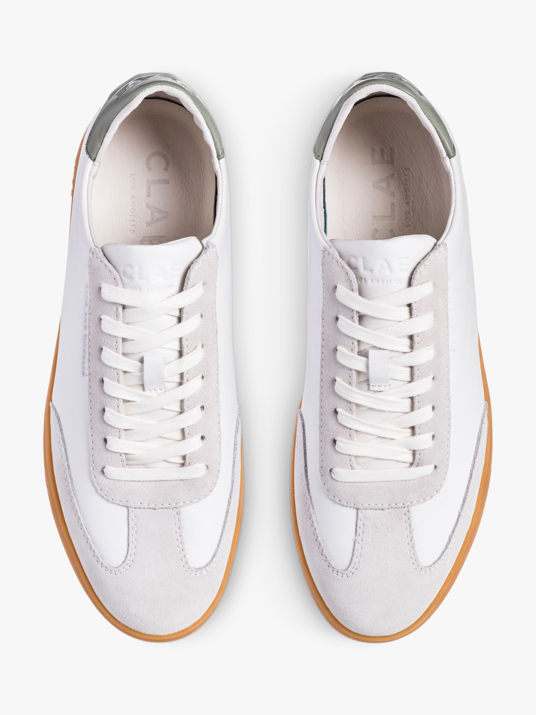 CLAE Deane Leather Low Top Trainers, White Tea Gum, 9