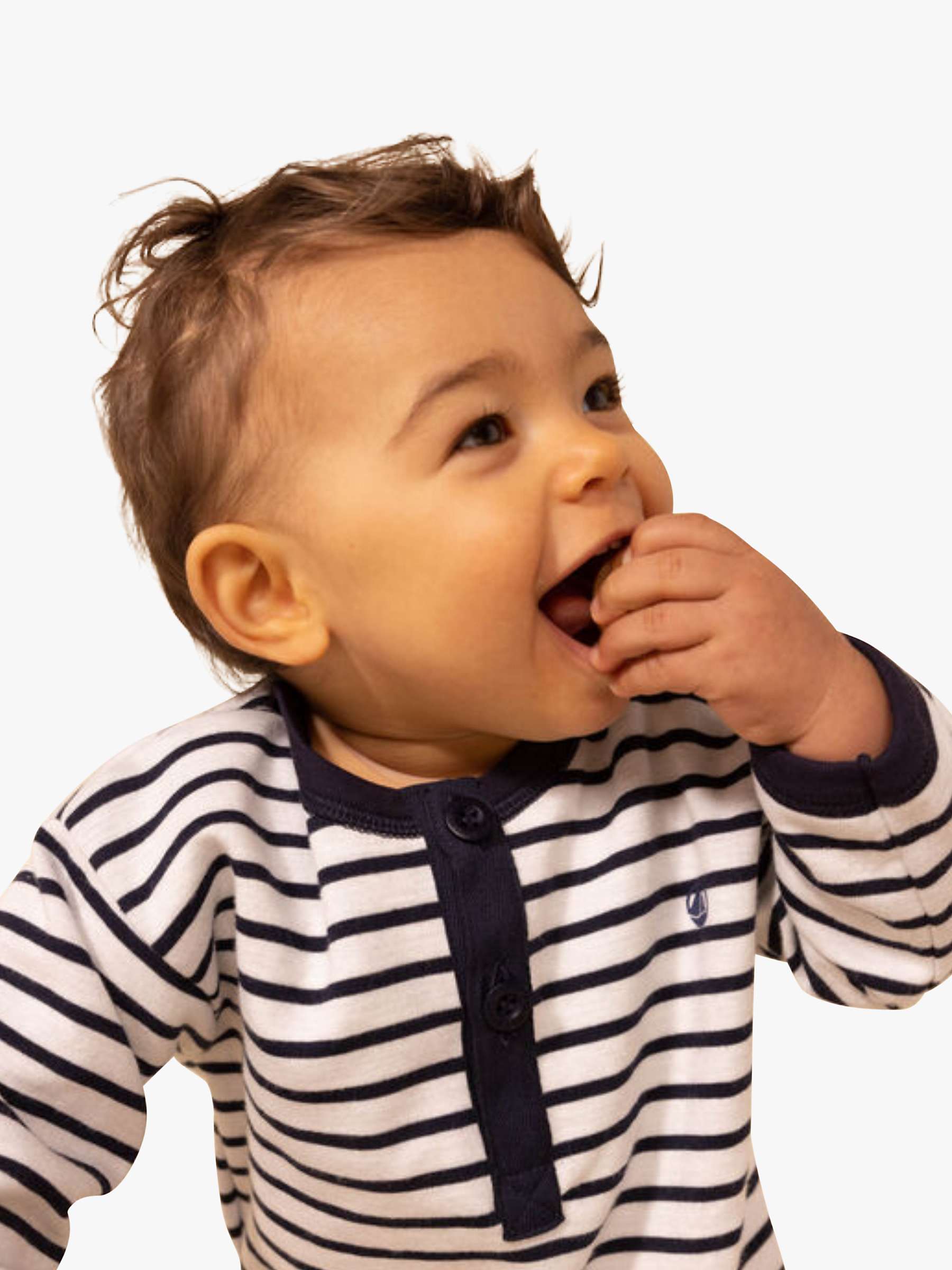 Buy Petit Bateau Baby Breton Stripe Jumpsuit, Marshmallow/Smoke Online at johnlewis.com
