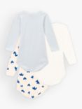 Petit Bateau Baby Heart Long Sleeve Bodysuit, Pack of 3, Blue/Multi