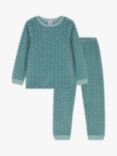 Petit Bateau Kids' Star Print Velour Pyjamas, Brut/Marshmallow, Brut/Marshmallow