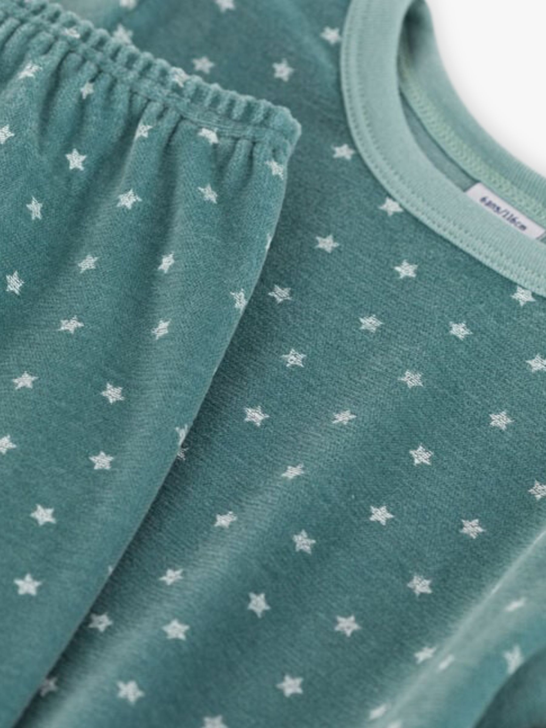 Petit Bateau Kids' Star Print Velour Pyjamas, Brut/Marshmallow, 3 years