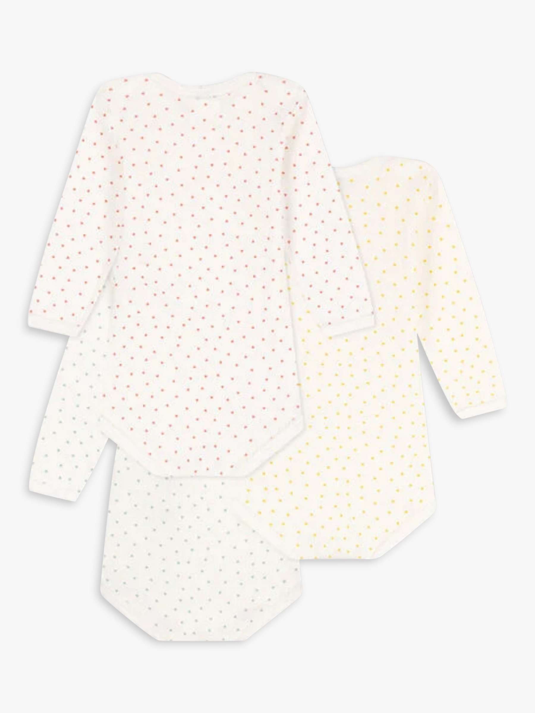 Buy Petit Bateau Baby Heart Long Sleeve Bodysuit, Pack of 3, White/Multi Online at johnlewis.com
