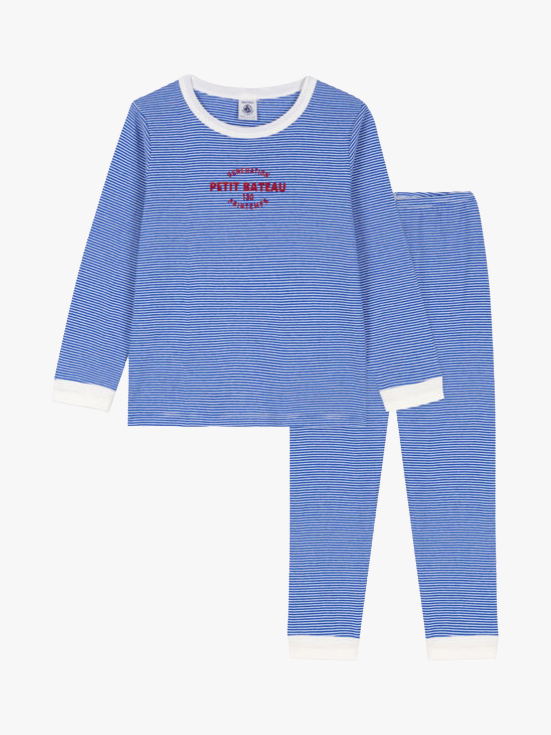 Petit Bateau Kids' Pinstripe Pyjamas, Perse/Marshmallow, 3 years