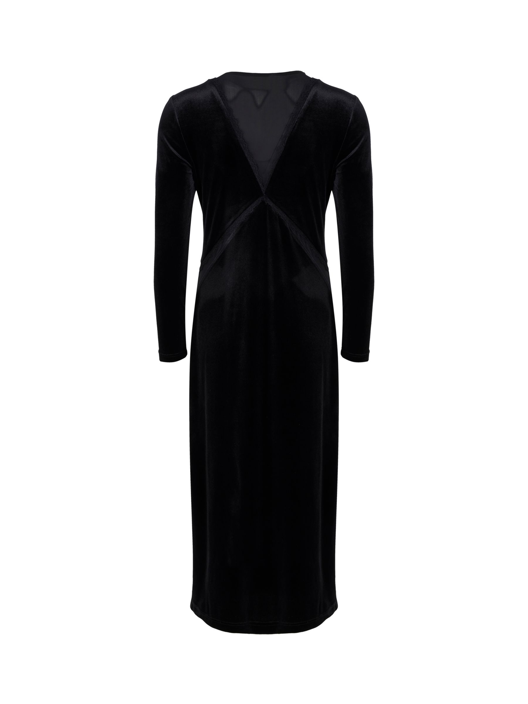 Mint Velvet Crinkle Velvet Midi Dress, Black at John Lewis & Partners
