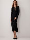 Mint Velvet Cut Out Embellished Midi Dress, Black, Black