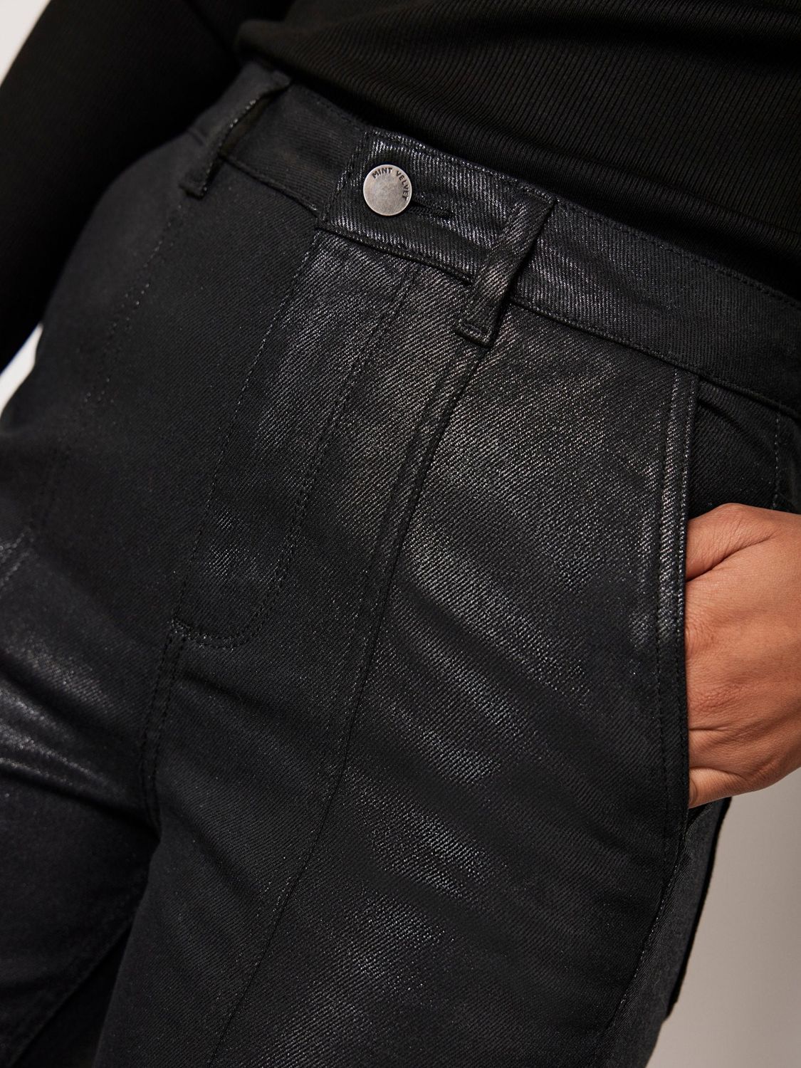Mint Velvet High Rise Straight Jeans, Black Black at John Lewis & Partners