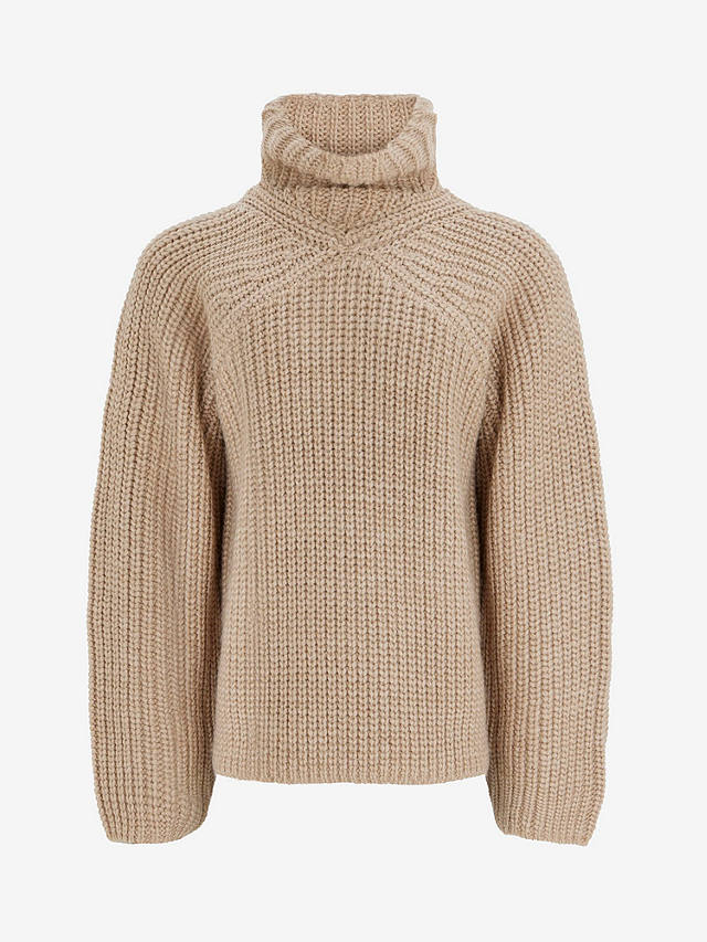 Mint Velvet Chunky Knit Roll Neck Jumper, Beige