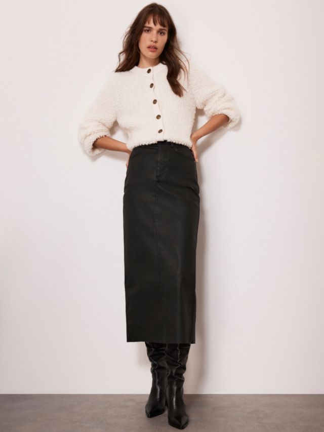 Mint velvet black leather pencil outlet skirt