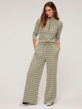 Mint Velvet Jacquard Zip Trousers, Green Multi, Green Multi