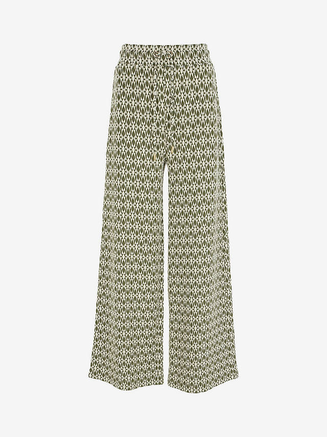 Mint Velvet Jacquard Zip Trousers, Green Multi