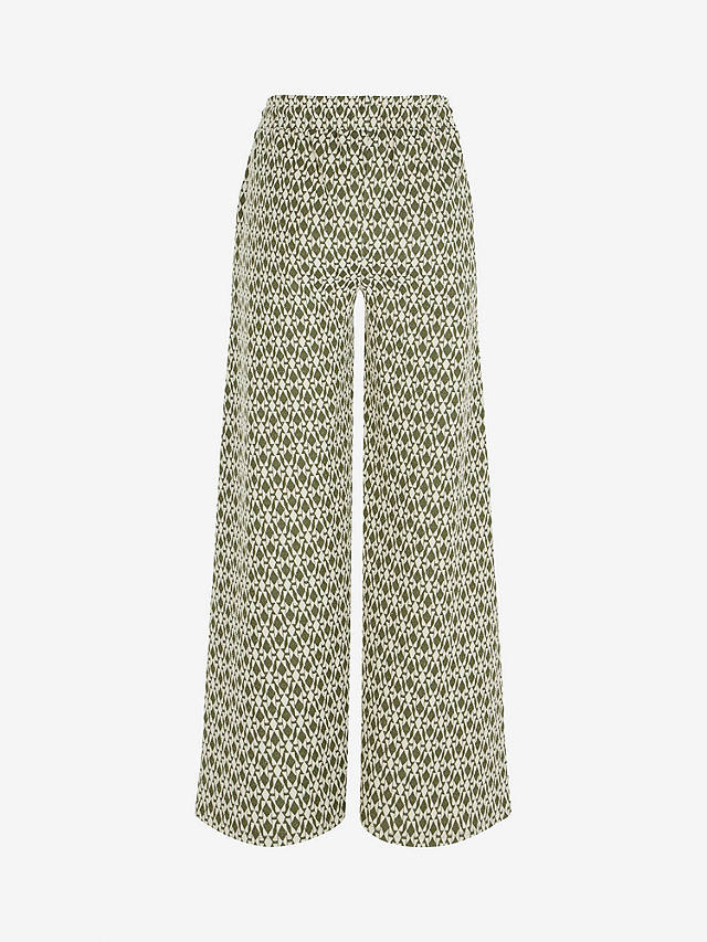 Mint Velvet Jacquard Zip Trousers, Green Multi