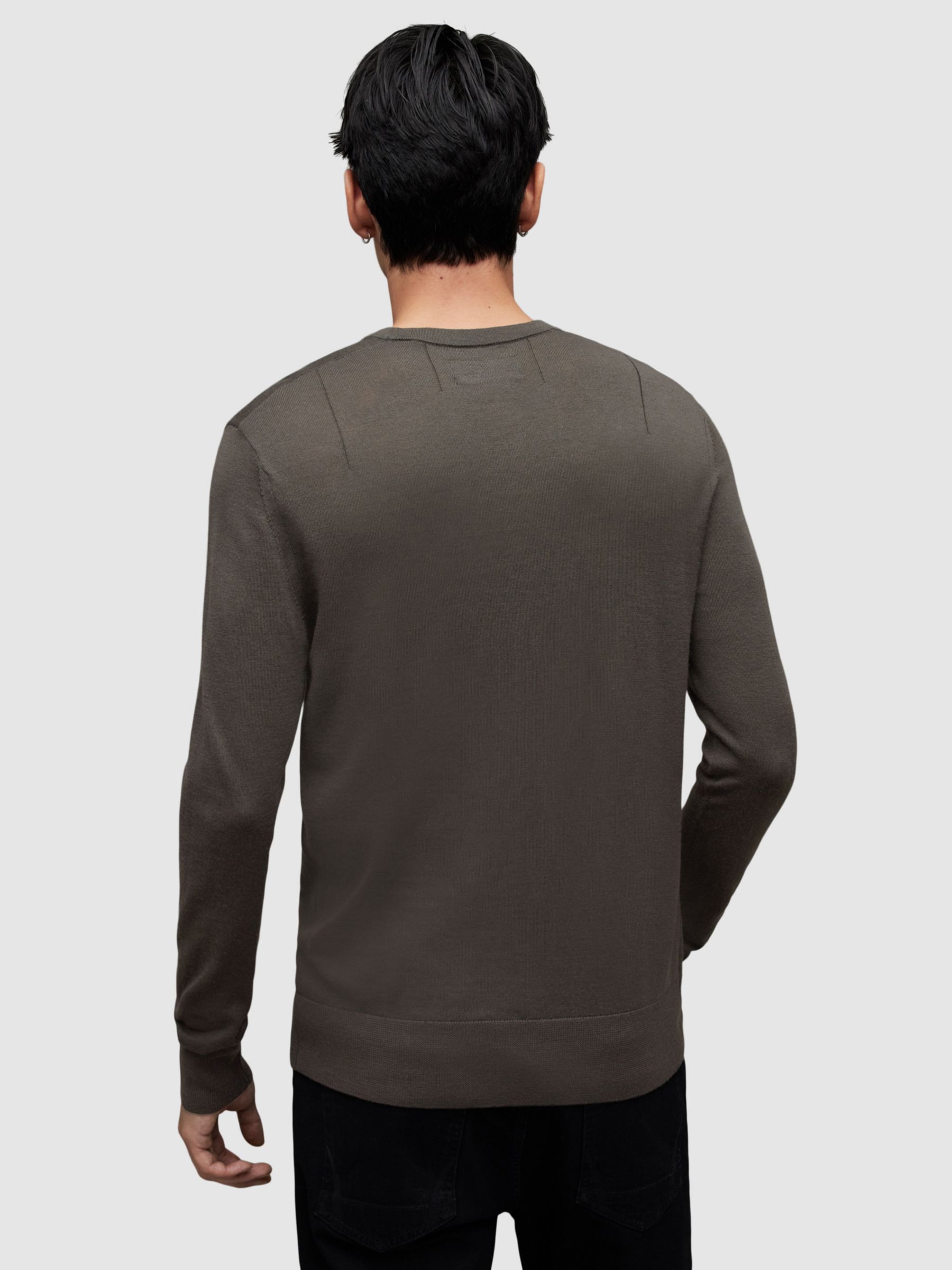 AllSaints Mode Merino Crew Neck Jumper, Dark Ivy Green at John Lewis ...