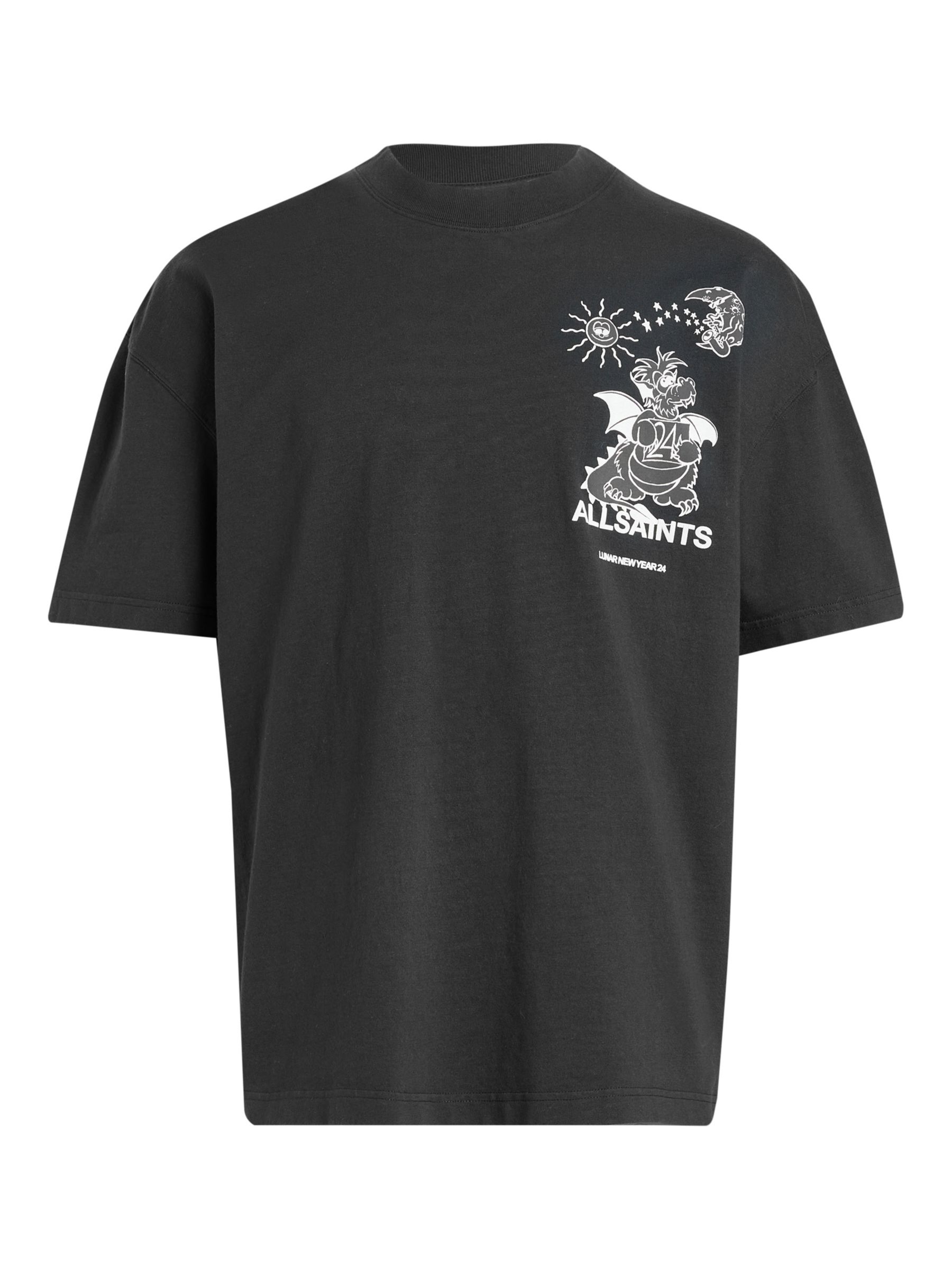 AllSaints Serenade Short Sleeve Crew T-Shirt, Black/Multi at John Lewis ...