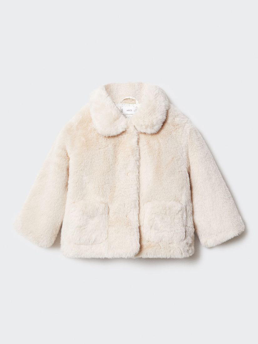 Mango Baby Bear Faux Fur Coat, White, 1-3 months