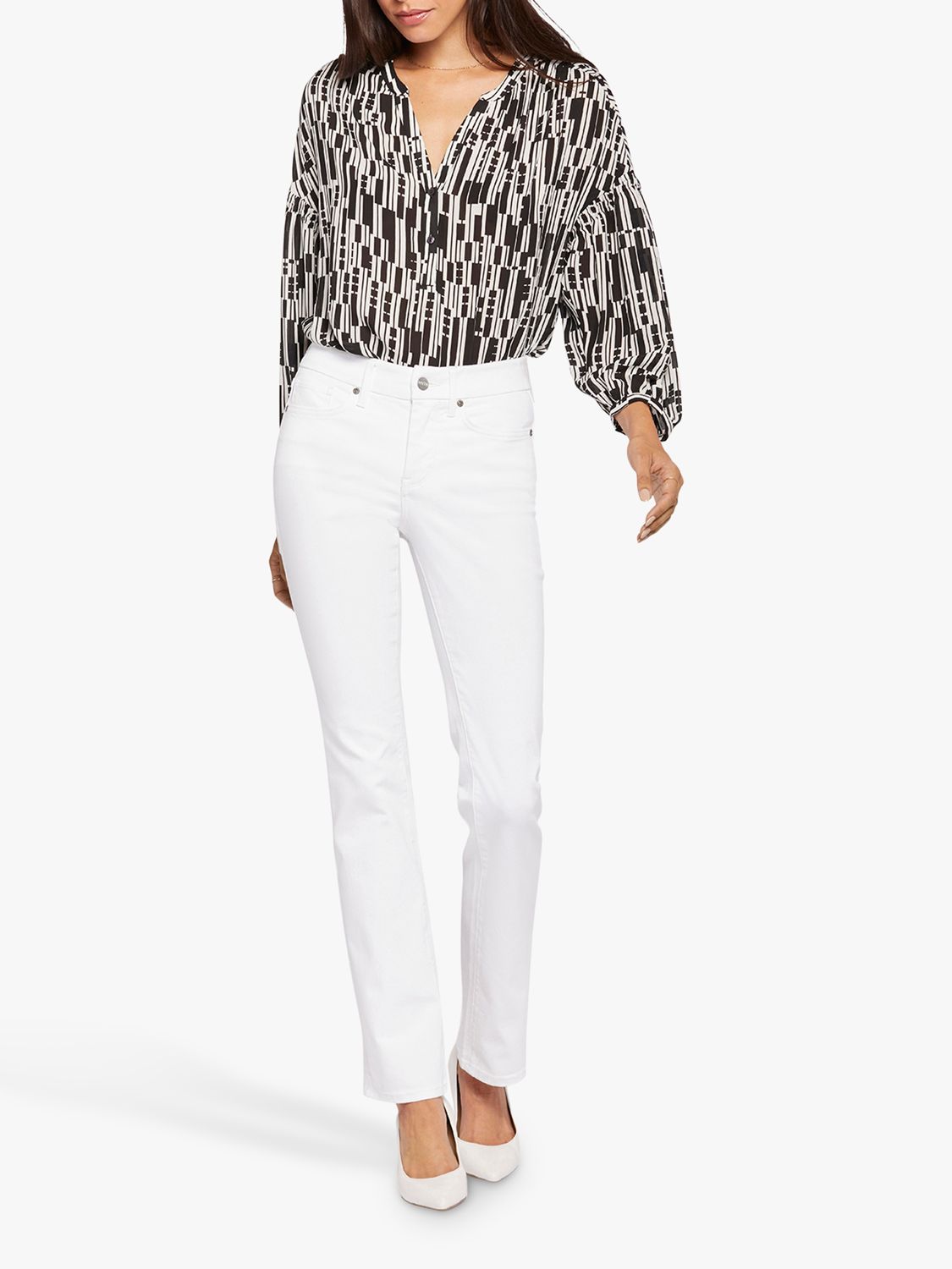 NYDJ Waist-Match Marilyn Straight Jeans, Optic White at John Lewis &  Partners