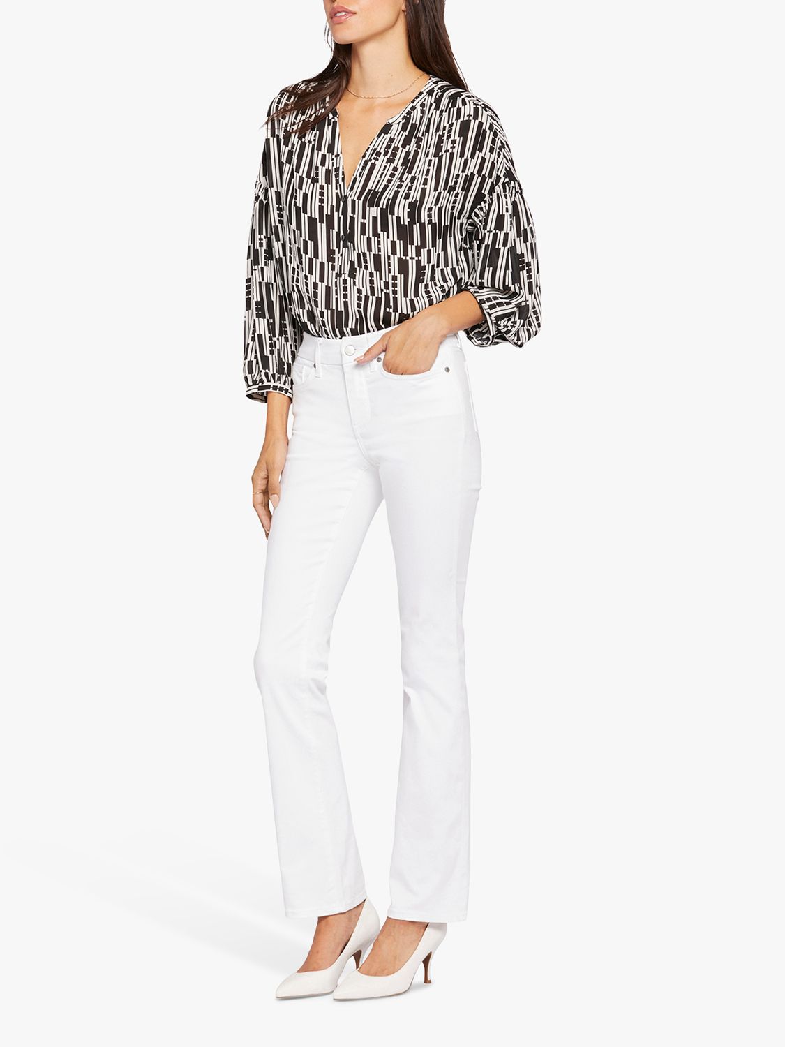 NYDJ Waist-Match Marilyn Straight Jeans, Optic White, XS