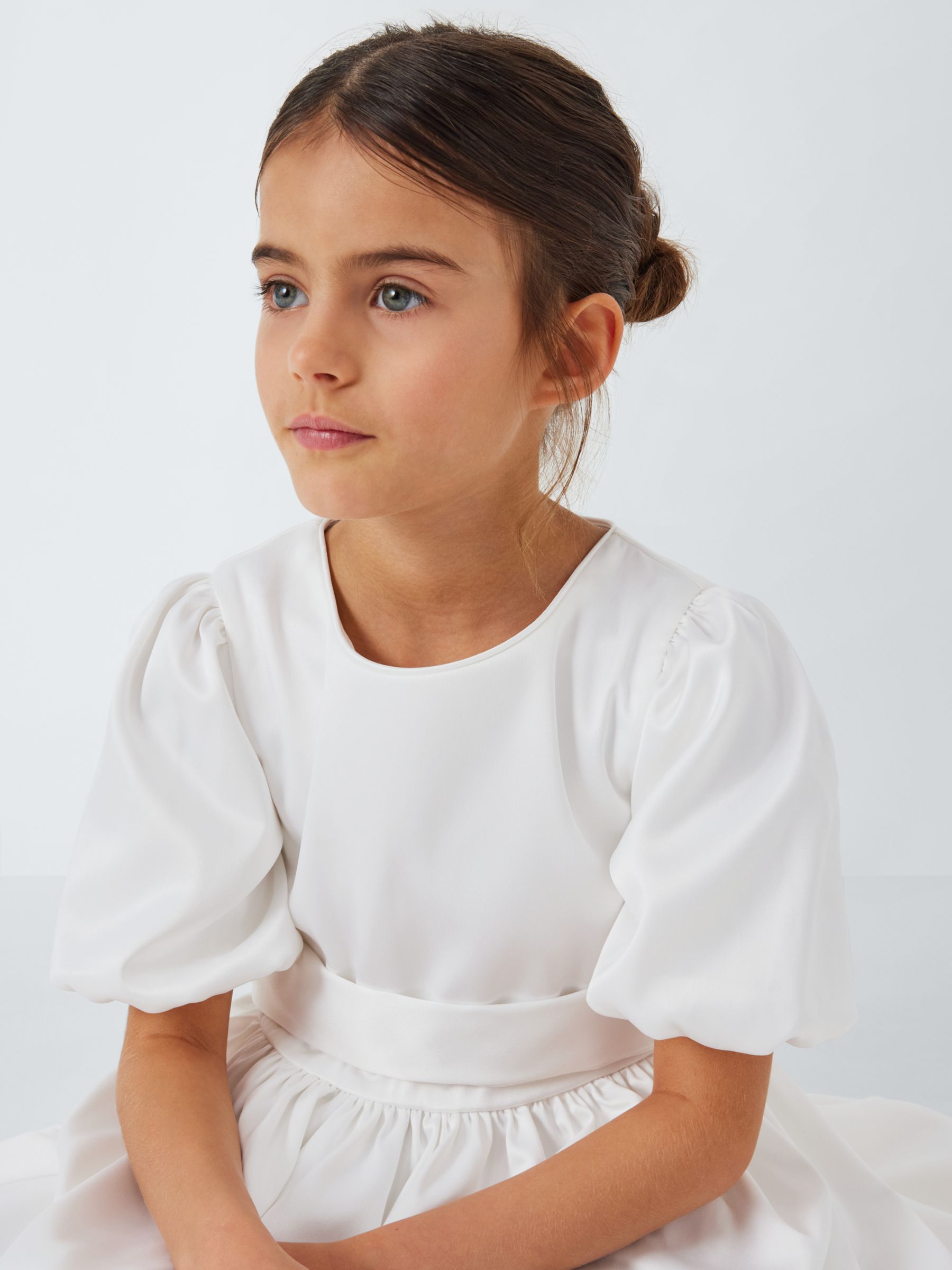 John Lewis Heirloom Collection Kids' Bow Bridesmaid Dress, Ivory, 8 years
