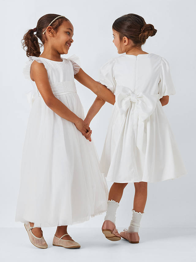 John Lewis Heirloom Collection Kids' Bow Bridesmaid Dress, Ivory
