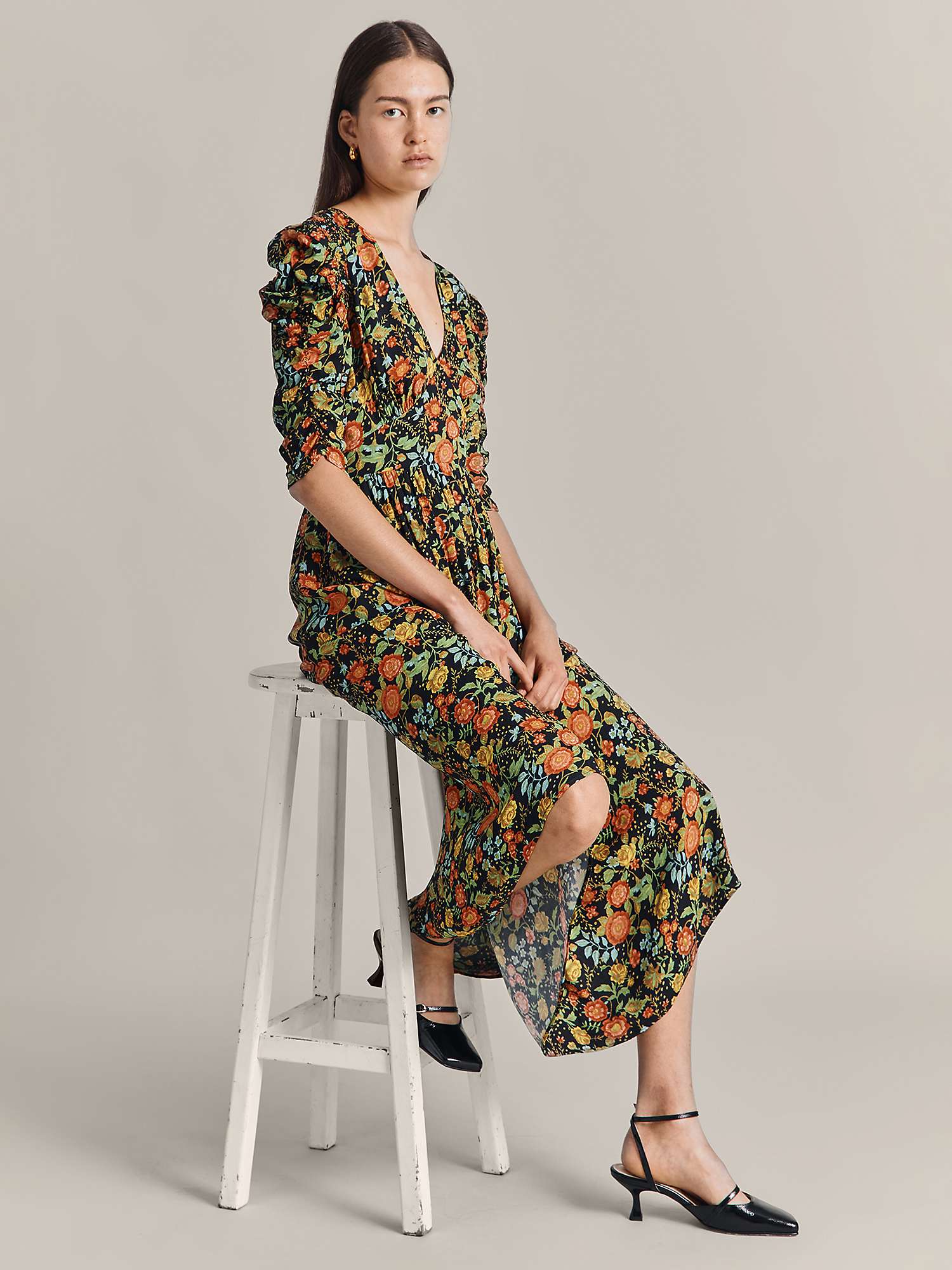 Buy Ghost Sarah Ecovero Fit And Flare Midi Dress, Classic Floral Online at johnlewis.com