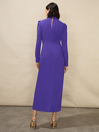 Ro&Zo Allegra Petite Crepe Twist Neck Midi Dress, Purple