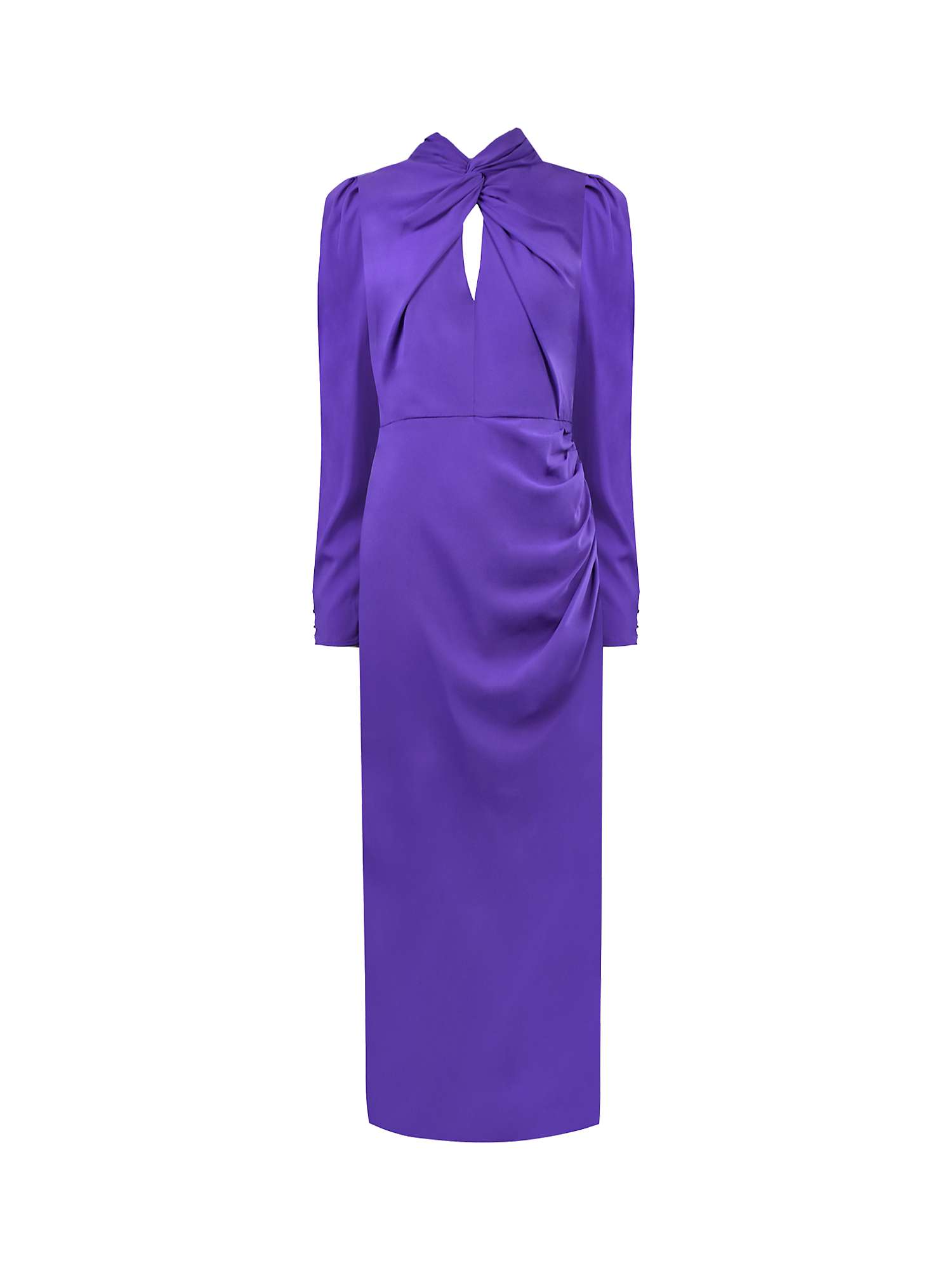 Ro&Zo Allegra Petite Crepe Twist Neck Midi Dress, Purple at John Lewis ...